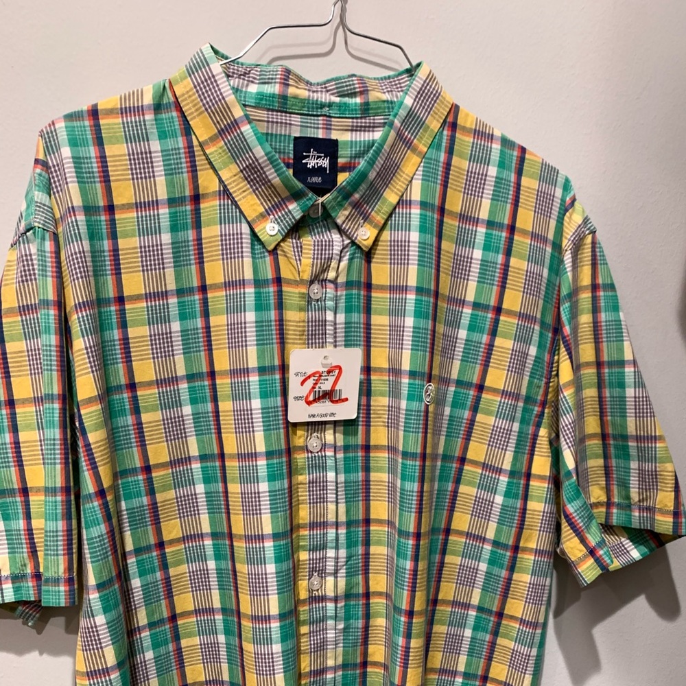 Stussy button up Benjamin shirt gold color xl